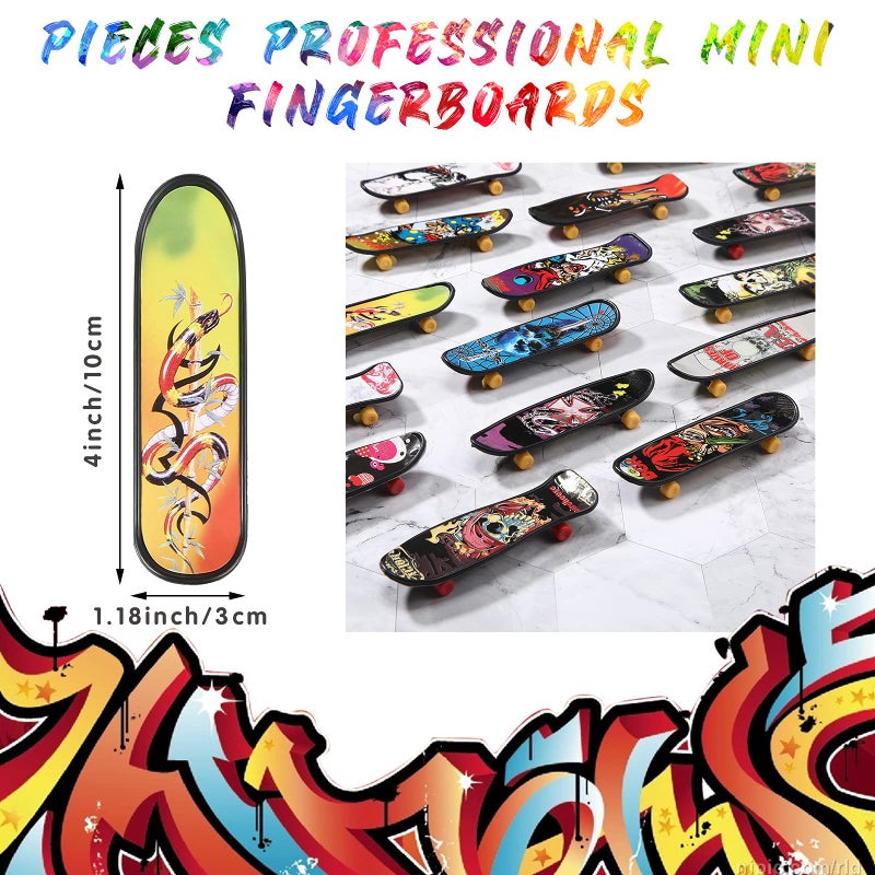 Zhanmai 36 Pieces Mini Finger Skateboard Toy Skateboard Finger Boards with Double Sided Pattern Creative Fingertip Movement Novelty Toys Party Favors Decorations Supplies for Teens and Adults (Retro Style) - Image 2