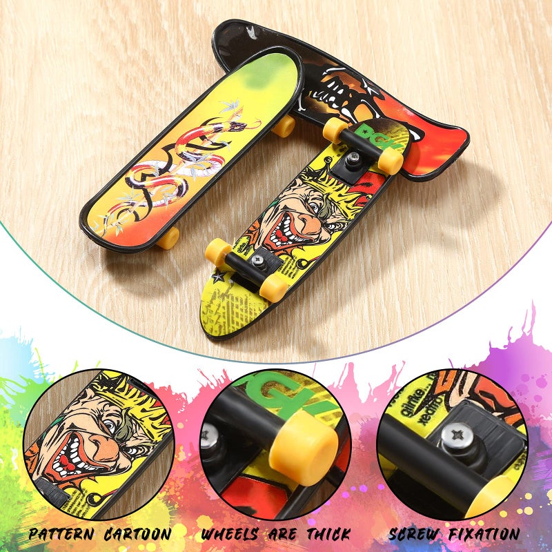 Zhanmai 36 Pieces Mini Finger Skateboard Toy Skateboard Finger Boards with Double Sided Pattern Creative Fingertip Movement Novelty Toys Party Favors Decorations Supplies for Teens and Adults (Retro Style) - Image 3