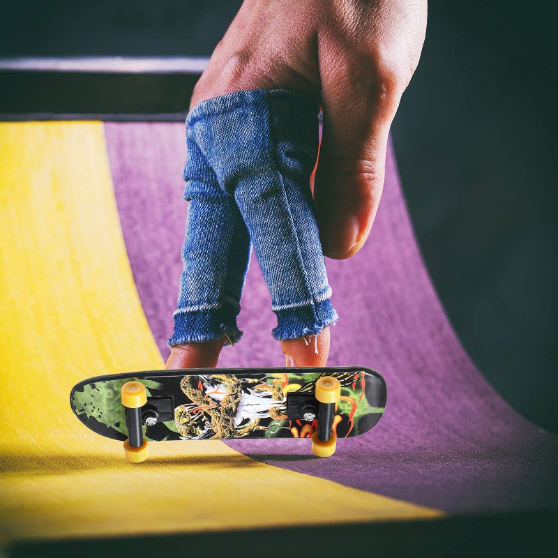 Zhanmai 36 Pieces Mini Finger Skateboard Toy Skateboard Finger Boards with Double Sided Pattern Creative Fingertip Movement Novelty Toys Party Favors Decorations Supplies for Teens and Adults (Retro Style) - Image 5