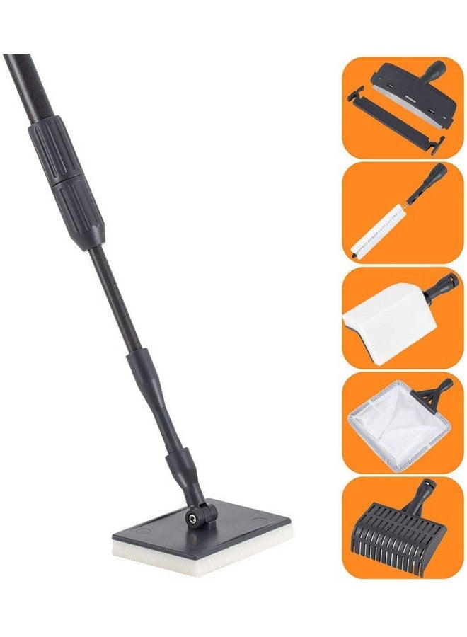 hygger Carbon Fiber 6 in 1 Aquarium Cleaning Tool Kit Al-gae Scraper Scrubber Pad Sponge Telescopic Handle Fish Tank Brush Cleaner Set for Saltwater Freshwater - Image 1