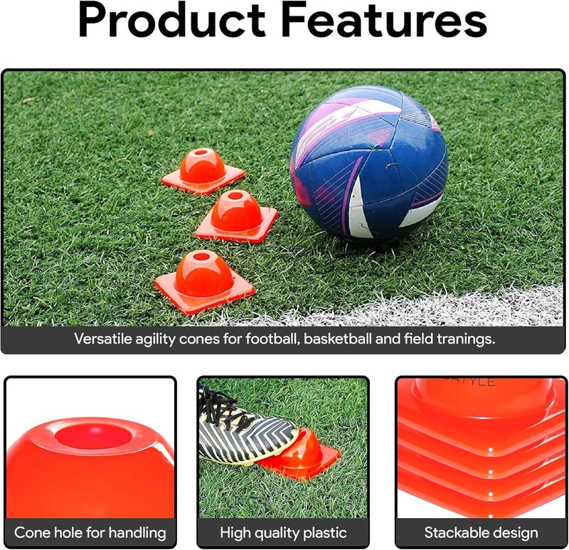 Versatyle Store 2 inches Heavy Duty Agility Training Cones for Sports & Kids Coaching, Field Markers for Motorcycle, Bikes, Traffic, Basketball, Soccer Drills, Durable, Multipurpose, Adjustable - Image 4