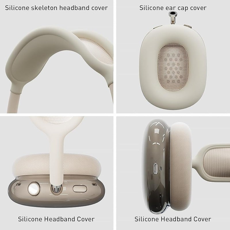 Woyinger Silicone Case for AirPods Max (2024/2020),Clear Soft TPU Ear Cups Cover,Ear Pad Cover,Headband Cover for AirPods Max(USB-C/Lightning),Transparent Accessories for Apple AirPods Max,Starlight - Image 3