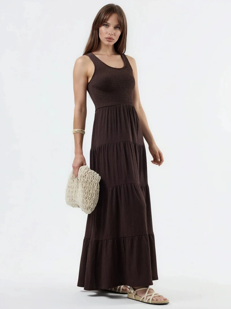 Busem BUSEM Textured U Collar Maxi Dress