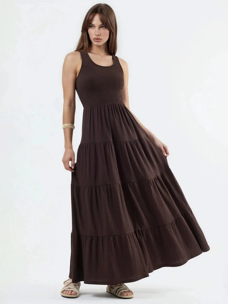 Busem BUSEM Textured U Collar Maxi Dress