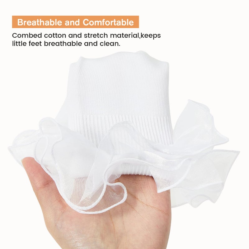 Komorebi Big Ruffle Ankle Socks Women-Lace Frilly Cute Socks-Soft Cotton Girls Sock White,1 Pack One Size - Image 2