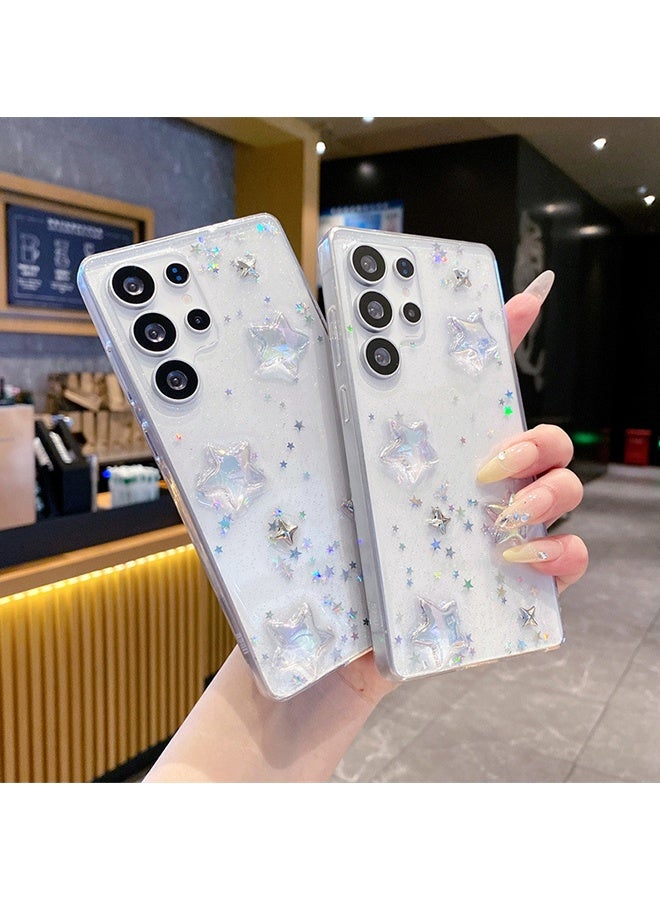 Wffo Compatible with Samsung Galaxy S23 Ultra Phone Case - 3D Glitter Star Clear Phone Case - Girly Phone Case with Aesthetic Stars - TPU Shockproof Protective Phone Cover - Image 5