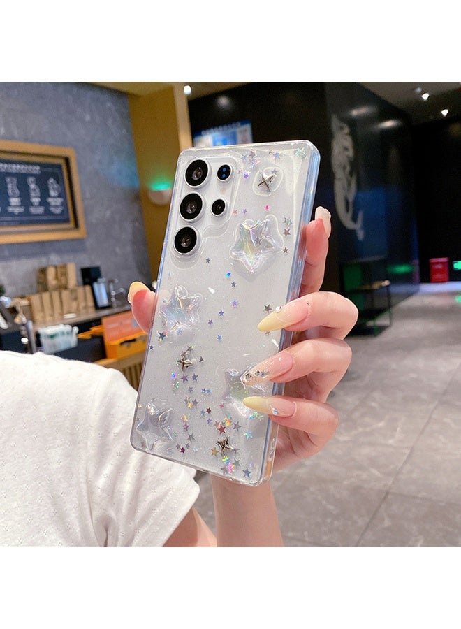 Wffo Compatible with Samsung Galaxy S23 Ultra Phone Case - 3D Glitter Star Clear Phone Case - Girly Phone Case with Aesthetic Stars - TPU Shockproof Protective Phone Cover - Image 4