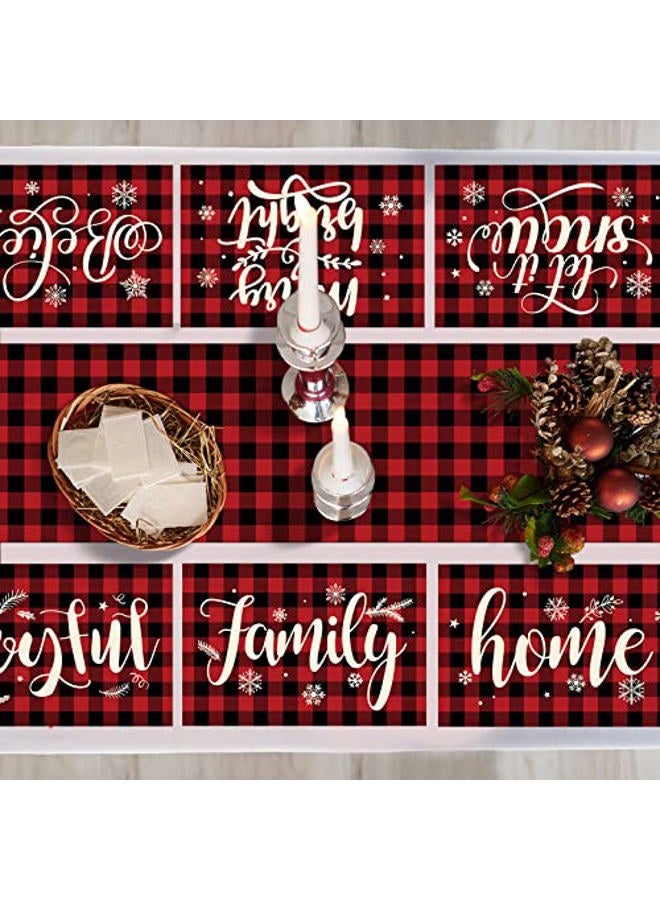 Irenare 7 Pieces Valentine's Day Table Runner Placemats Decorations for Dining Table Vintage Farmhouse Holiday Table Mat Set for Valentine's Day (Love Style) - Image 3