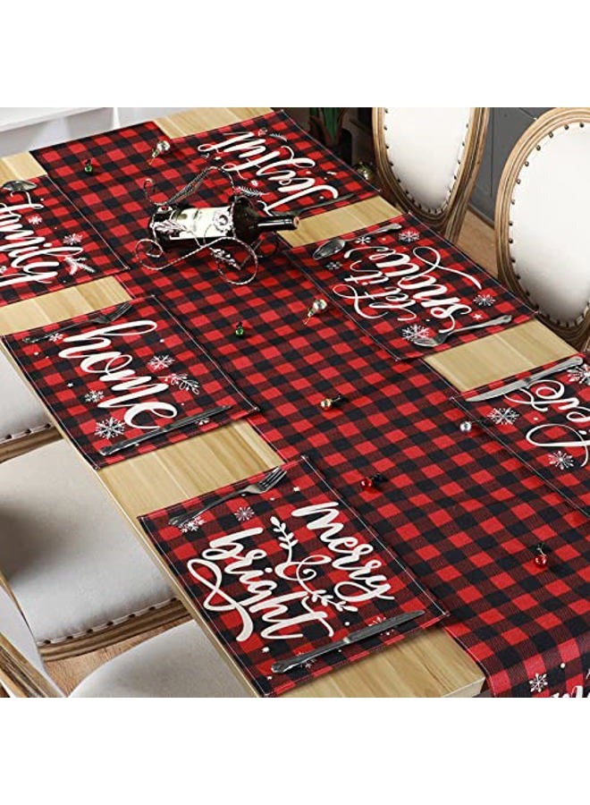 Irenare 7 Pieces Valentine's Day Table Runner Placemats Decorations for Dining Table Vintage Farmhouse Holiday Table Mat Set for Valentine's Day (Love Style) - Image 5