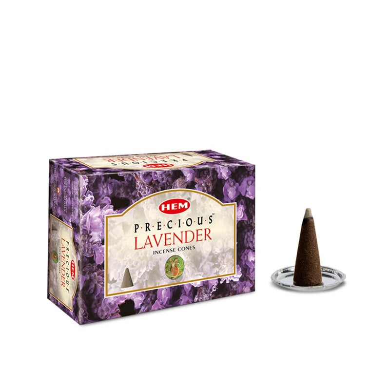 HEM Precious Lavender Incense Cones Pack of 12 120 Count HEM Incense of India