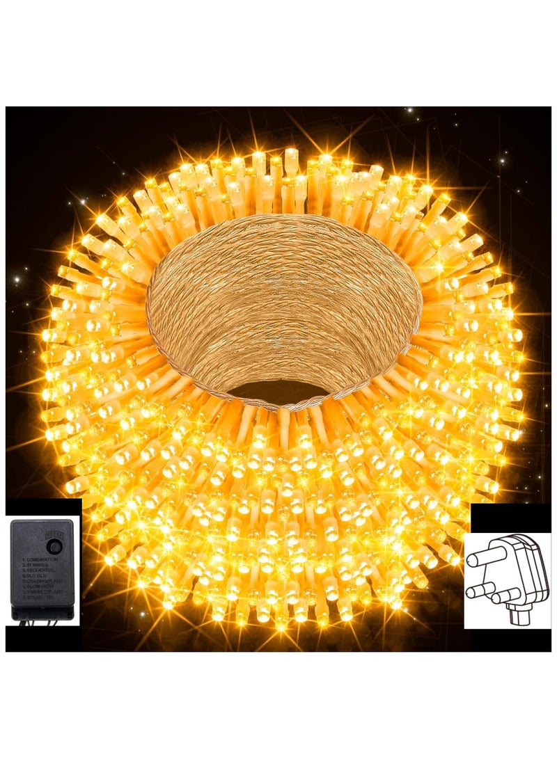 يوويل 14 متر 200 أضواء LED سلسلة أضواء الديكور الضوء الأبيض الدافئ 8 أوضاع LED ضوء سلك واضح لديكورات المنزل أضواء رمضان ديكور داخلي وخارجي رمضان ضوء الديكور أضواء ديوالي أضواء الستار مع قابس المملكة المتحدة 3 دبوس - Image 1