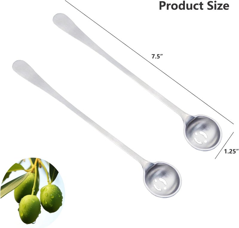 Asanta 2 PCS Stainless Steel Long Handle Olive Spoons with Holes for Jars and Pickles - Image 5