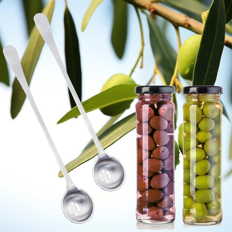 Asanta 2 PCS Stainless Steel Long Handle Olive Spoons with Holes for Jars and Pickles - Image 2