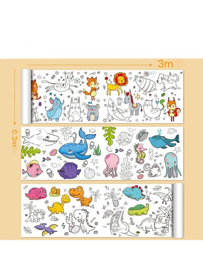 Kids drawing reel with animal pattern coloring drawing paper for DIY painting color filling  - Image 2