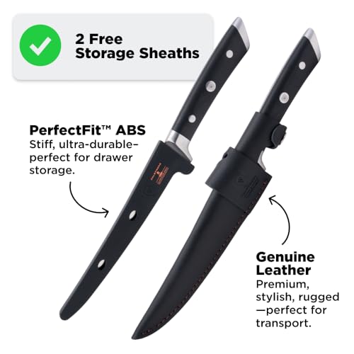 Dalstrong Fillet Knife - 7 inch Flexible Blade - Gladiator Series Elite - High Carbon German Steel - Black G10 Handle Boning Knife - w/Two Sheaths - Razor Sharp Kitchen Knife Gift - NSF Certified - Image 4