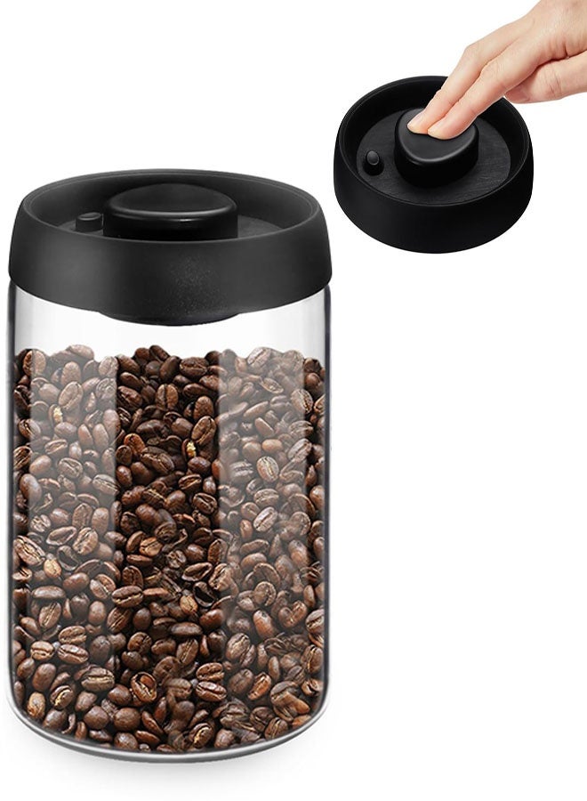 Vacuum Coffee Canister for Coffee Bean Storage, 1.2L/40.6oz Airtight Coffee Storage Container, Glass Manual Vacuum Seal Coffee Container  for Coffee Bean, Ground Coffee, Tea - Image 1
