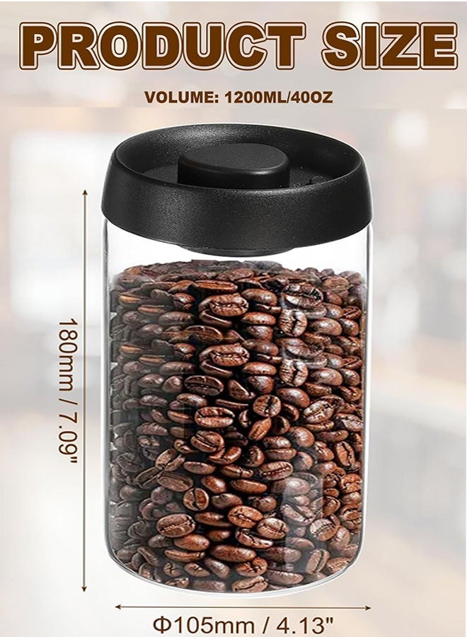 Vacuum Coffee Canister for Coffee Bean Storage, 1.2L/40.6oz Airtight Coffee Storage Container, Glass Manual Vacuum Seal Coffee Container  for Coffee Bean, Ground Coffee, Tea - Image 2