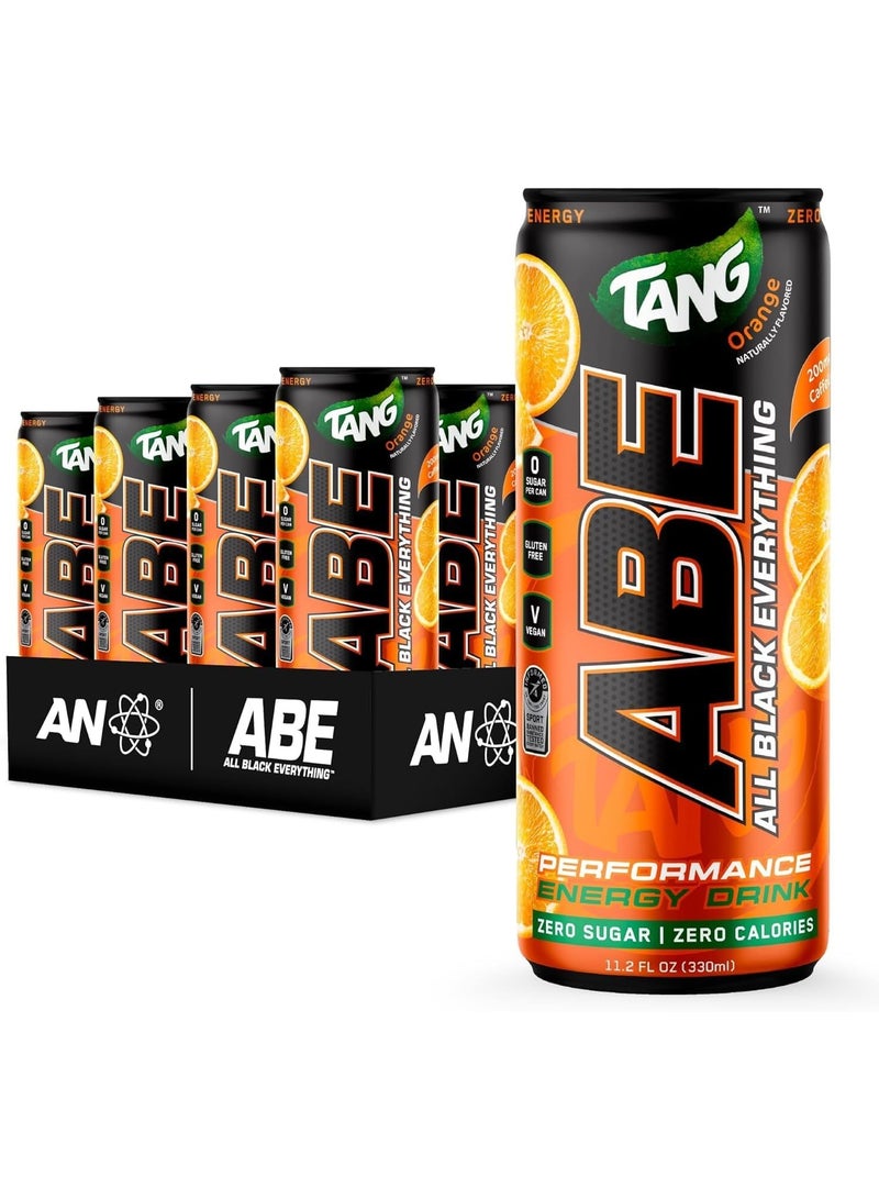 Applied Nutrition ABE Sugar-Free Energy Drink – 0 Calories, 200mg Natural Caffeine – Pre-Workout Performance Beverage for Men & Women, (Tangy Orange Flavor) 330m, Pack of 12 - Image 1
