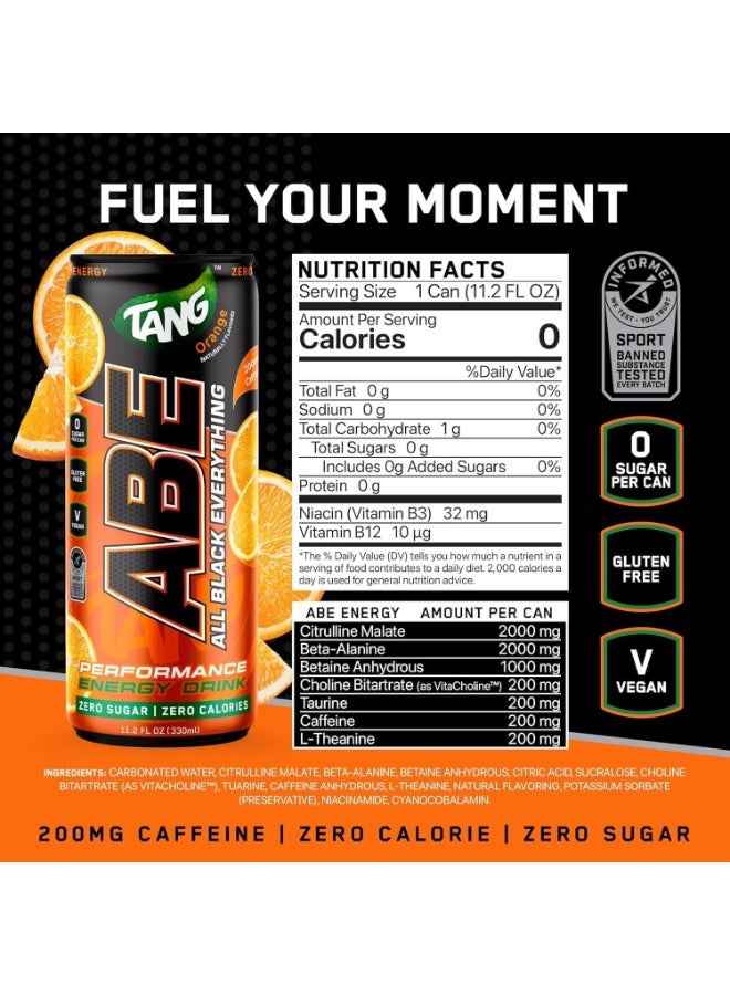 Applied Nutrition ABE Sugar-Free Energy Drink – 0 Calories, 200mg Natural Caffeine – Pre-Workout Performance Beverage for Men & Women, (Tangy Orange Flavor) 330m, Pack of 12 - Image 3