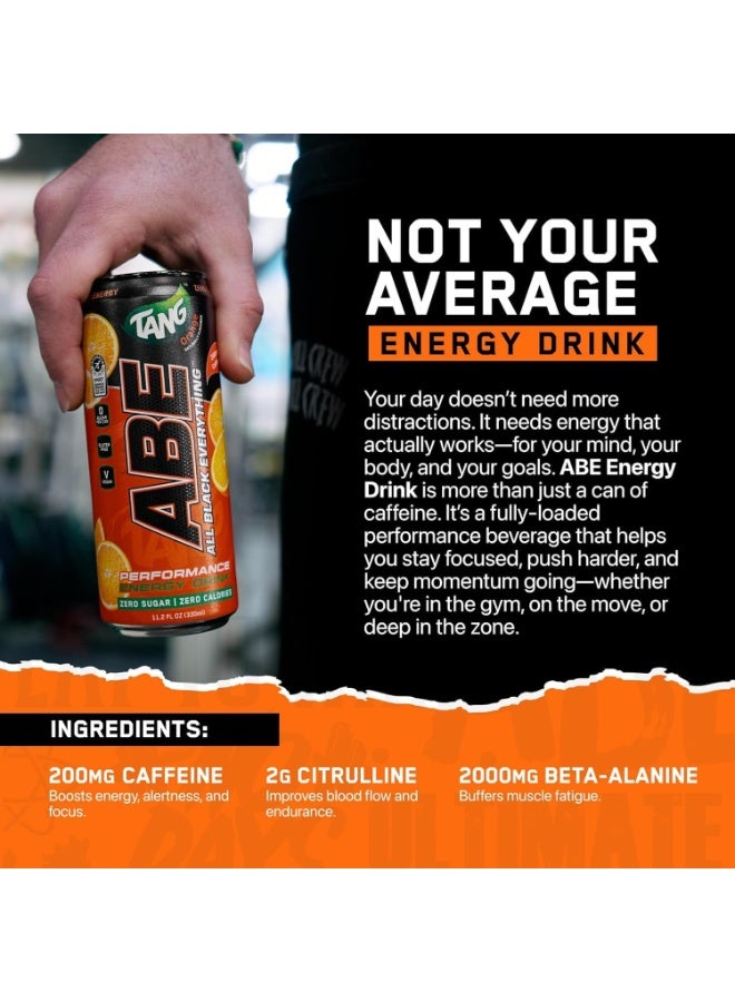 Applied Nutrition ABE Sugar-Free Energy Drink – 0 Calories, 200mg Natural Caffeine – Pre-Workout Performance Beverage for Men & Women, (Tangy Orange Flavor) 330m, Pack of 12 - Image 4