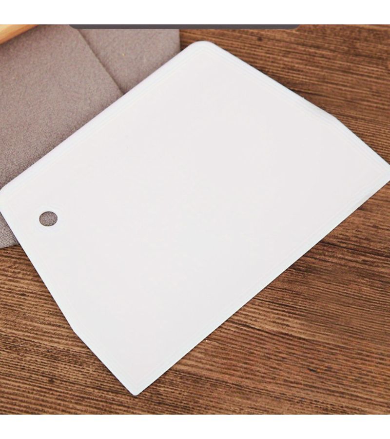 4 White Multifunctional Plastic Dough Scrapers for Baking Cake Decorating and Pastry - Image 5
