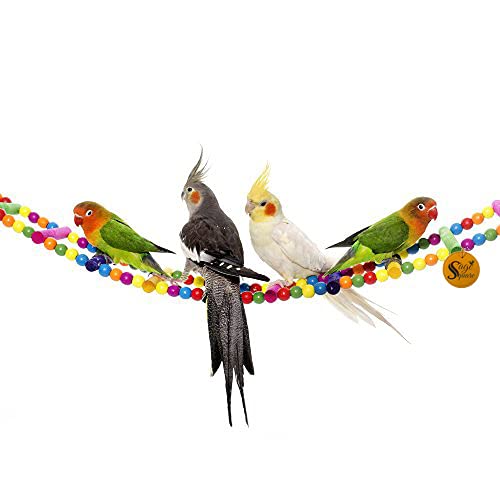 Sage Square 48 cm/19 Inches Playful Natural Wood Bead Swing Flexible Color Ladder Toy for Cockatiel, Lovebird, Budgerigar, Sun Conure, Finch, African Grey, Canary, Cockatoo, Macaw, Budgeri Birds - Image 5