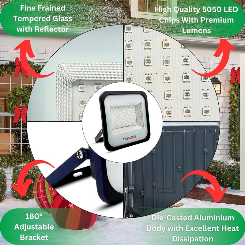 Dreamlux Dreamlux Best 200W 5050 RGB Light Outdoor Down Chock LED Flood Decorative Lamp for Home Garden Wall Entrance Balcony with Remote Control16M RGB Colors200W 5050 LED RGB LightPack4  - Image 5