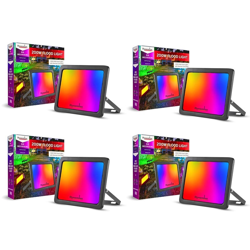 Dreamlux Dreamlux Best 200W 5050 RGB Light Outdoor Down Chock LED Flood Decorative Lamp for Home Garden Wall Entrance Balcony with Remote Control16M RGB Colors200W 5050 LED RGB LightPack4  - Image 1