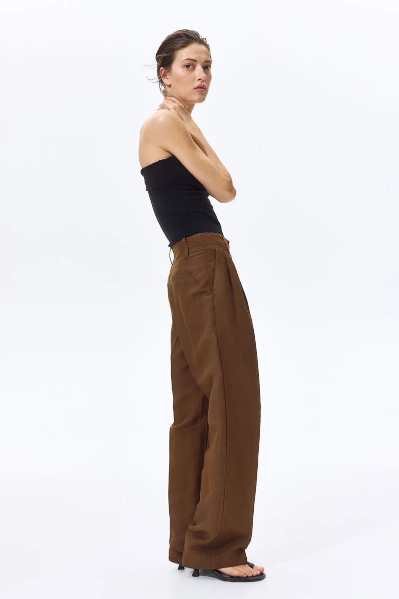 H&M Tapered linen-blend trousers