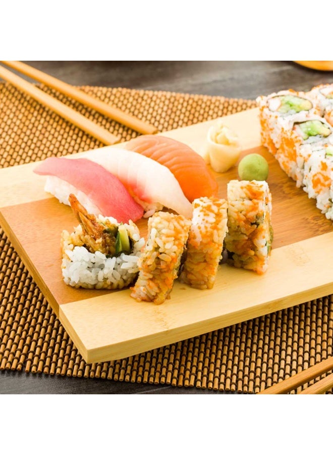 Restaurantware 10.5 x 7 x 1 Inch Sushi Serving Plate, 1 Sustainable Appetizer Board - Elevated, Reusable, Bamboo Sushi Display Tray, Durable, For Serving Sushi, Sashimi Or Appetizer  - Image 3
