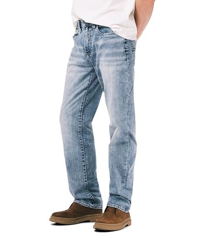 Buffalo David Bitton Men's Relaxed Straight Leg Driven Jean, Sandblasted Blue Wash Indigo, 28W x 30L - Image 2