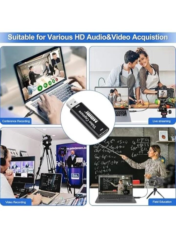 HDMI to USB 2.0 Video Capture Card: Supports 1080p/30fps output and 4K/30Hz input—ideal for game recording, live streaming, and video production. - Image 5