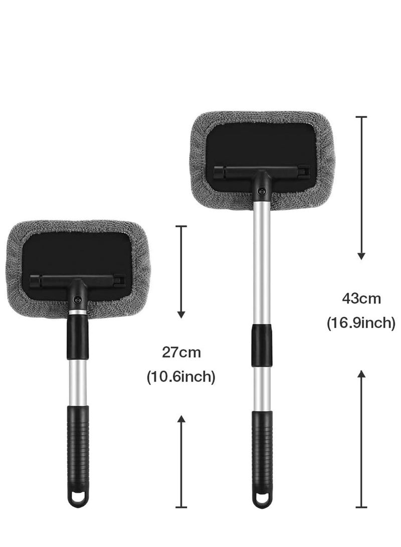 Windshield Window Cleaning Tool Car Windshield Cleaner Brush Auto Glass Wiper with Long Extendable Handle and 7 Pieces Washable Reusable Microfiber Cloth for Cleaning Car Window - Image 4
