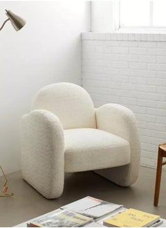 Wooden Twist Cozy Curved Boucle Lounge Armchair with Arch-Shaped Backrest Modern Comfort and Elegant Design  - Image 1