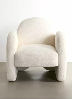 Wooden Twist Cozy Curved Boucle Lounge Armchair with Arch-Shaped Backrest Modern Comfort and Elegant Design  - Image 2