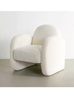 Wooden Twist Cozy Curved Boucle Lounge Armchair with Arch-Shaped Backrest Modern Comfort and Elegant Design  - Image 4