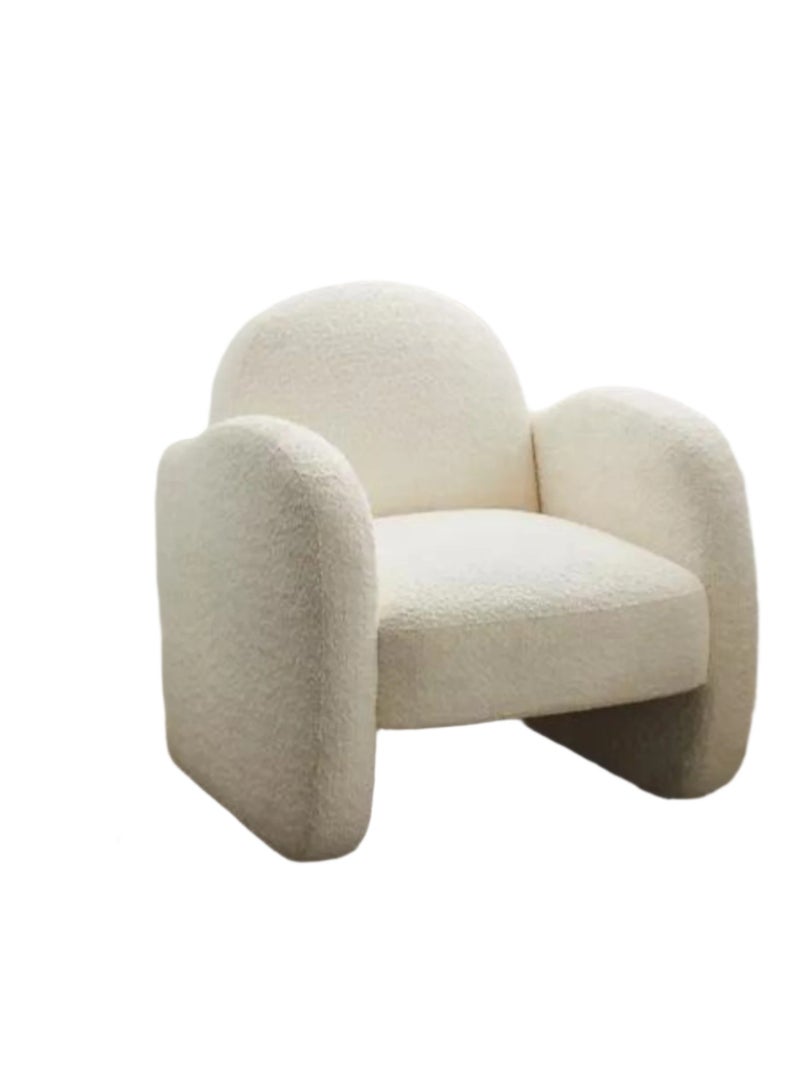 Wooden Twist Cozy Curved Boucle Lounge Armchair with Arch-Shaped Backrest Modern Comfort and Elegant Design - Image 5