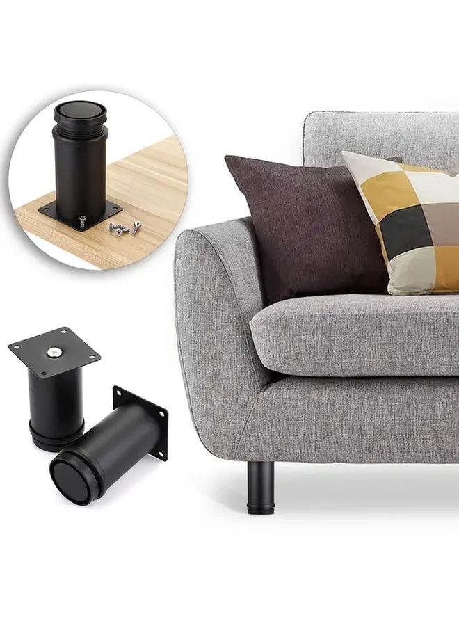 4pcs Adjustable Metal Furniture Legs 4 Inch Round Heavy Duty Cabinet Feet - Image 4