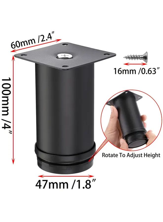 4pcs Adjustable Metal Furniture Legs 4 Inch Round Heavy Duty Cabinet Feet - Image 3