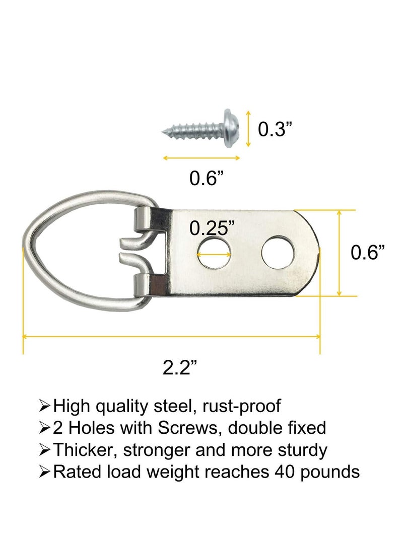 KASTWAVE Premium Heavy-Duty Picture Hanging Hooks with Screws - Set of 100 D-Ring Hooks for Artwork, Clocks, Paintings, and Mirrors - Image 3