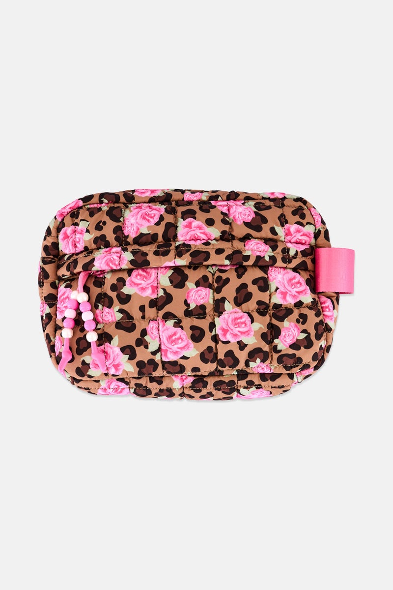 Miss Gwen's OMG Kids Girl Floral Print Makeup Pouch With Charm, Multicolor - Image 1