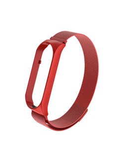 Metal Strap For XiaomiBand 6 5 Milanese Loop Three-bead Stainless Steel Mesh Strap Compatible For Xiaomi34 Smart Bracelet-Color:MILAN MAGNETIC-CHINESE RED-Specifications:Mi Band 5/6 Universal