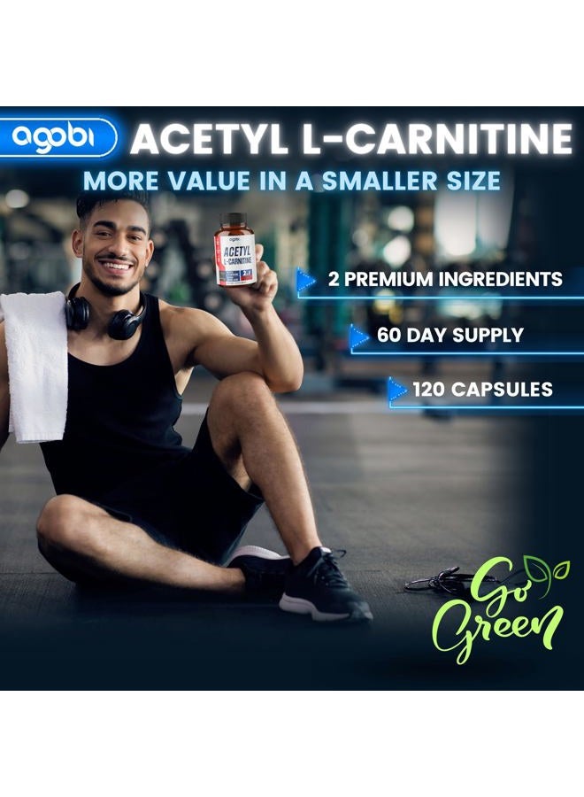 agobi Acetyl L-Carnitine & Alpha Lipoic Acid Complex 1500mg - Supplement for Brain Health, Memory, Focus & Mood Support - 120 Vegan Capsules for 2 Month Supply - Gluten-Free, Non-GMO - Image 4