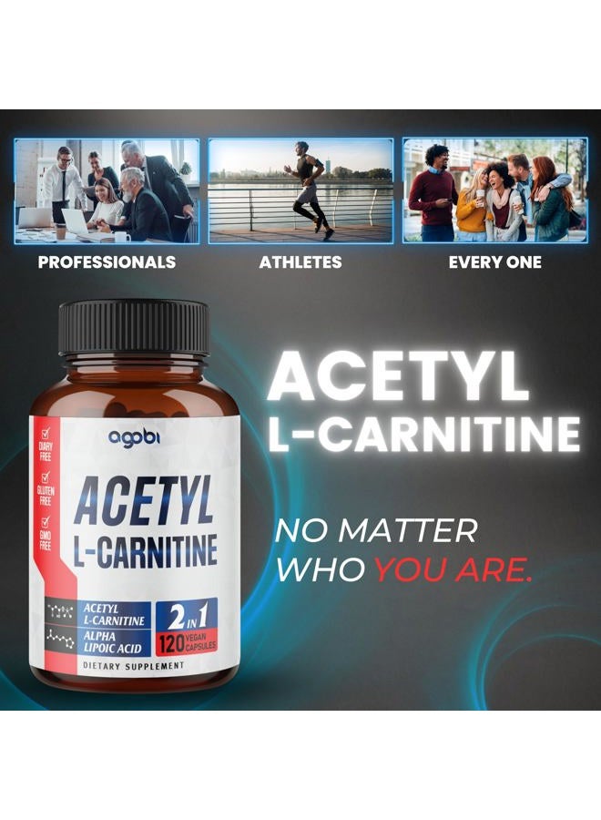 agobi Acetyl L-Carnitine & Alpha Lipoic Acid Complex 1500mg - Supplement for Brain Health, Memory, Focus & Mood Support - 120 Vegan Capsules for 2 Month Supply - Gluten-Free, Non-GMO - Image 5