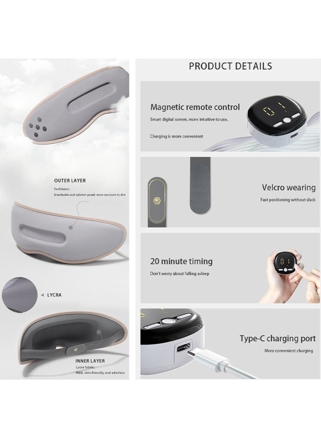 جهاز تدليك العين مع حرارة قابلة للتعديل قناع ضغط حراري وبارد للعين مع 3 أوضاع حرارة وبطارية 800 مللي أمبير – لتخفيف إجهاد العين الناتج عن الشاشات، والسفر، وتحسين جودة النوم. - Image 3