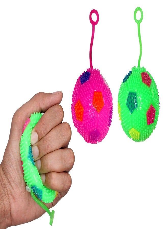 GLAN Light Up Bounce Ball Flashing Spiky Ball Toys for Kids Squeeze Led Stress Relief Ball Outdoor Toys for Boy and Girls Set of 2Pcs Multicolor - Image 1