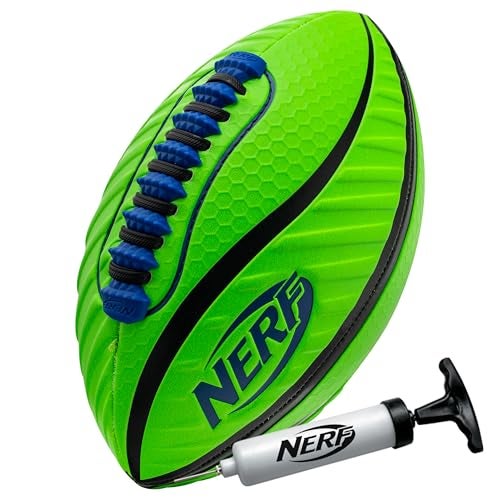 NERF Spiral Grip Junior Football Patented Spacelace for Ultimate Spirals Authentic Look and Feel Pump Included Junior 105 - Image 1