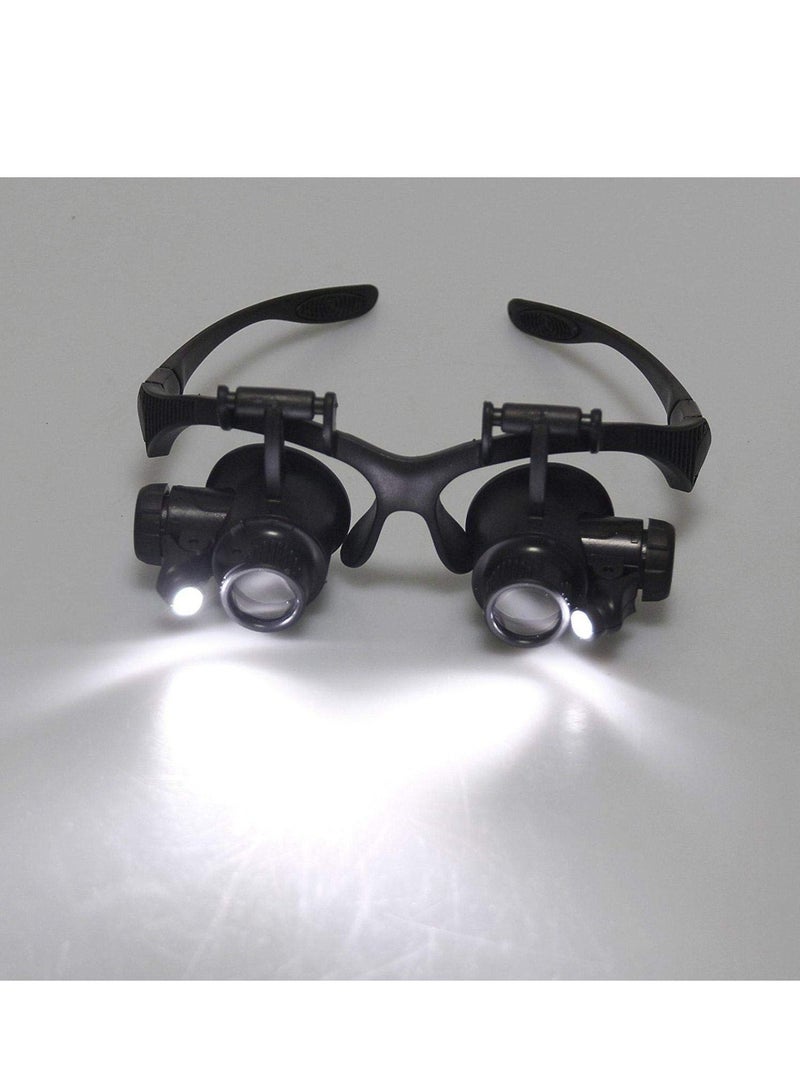 Watch Repair Glasses Style Magnifier High Times Loupe with LED Light QK3023 Black - Image 3