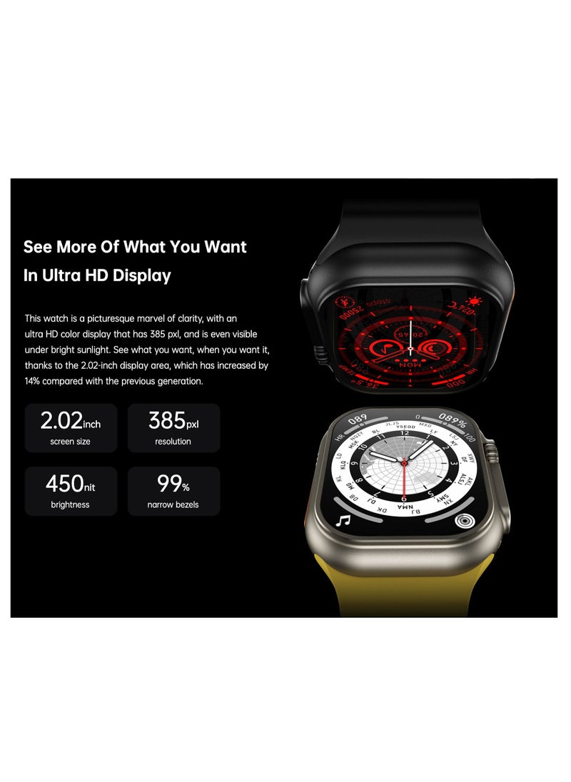 AROAQ - W800 Ultra High Tech Smartwatch 380mAh Battery 2.05 Inch Screen Display AI Assistance Sports and Health Modes Wireless Charging Bluetooth Smart Watch - Image 1
