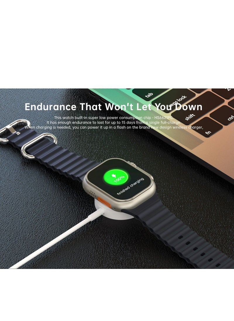 AROAQ - W800 Ultra High Tech Smartwatch 380mAh Battery 2.05 Inch Screen Display AI Assistance Sports and Health Modes Wireless Charging Bluetooth Smart Watch - Image 1